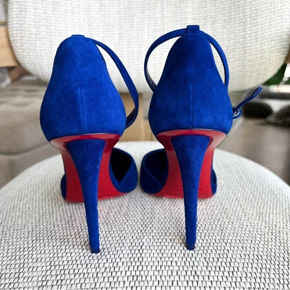 Christian Louboutin Astrida Bride 100 Suede Pump in Blue Suede - Picture 5 of 7